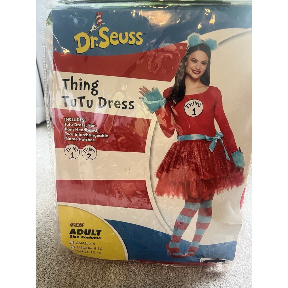 New Dr Seuss Thing 1 Thing 2 Red Tutu Dress Costume Womens Medium 8-10 Spirit